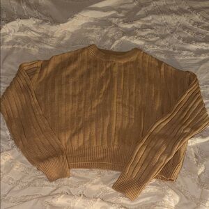 Forever 21 Cropped Ribbed Sweater - Camel